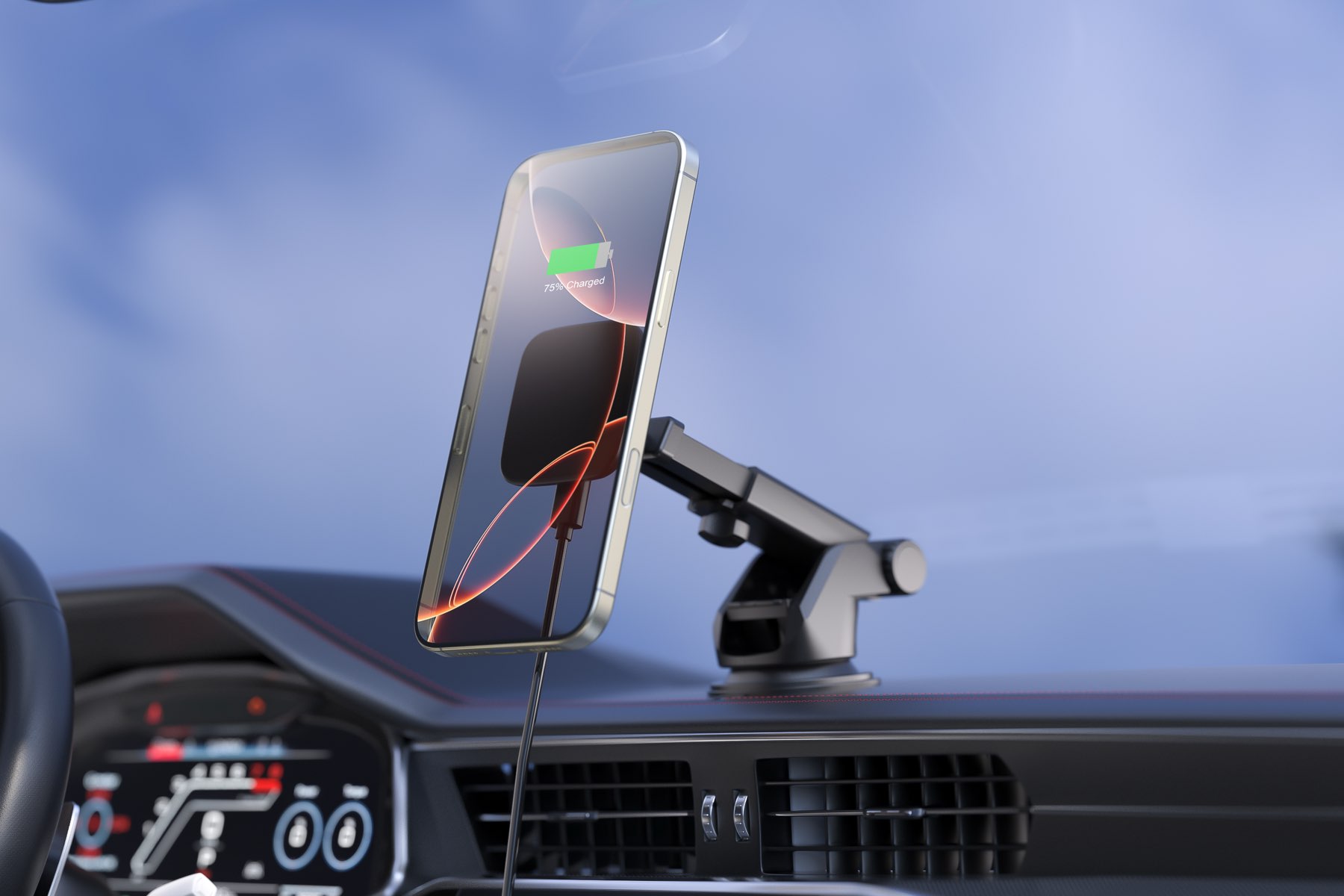 Car Wireless Charging Phone Holder - Close-up Display