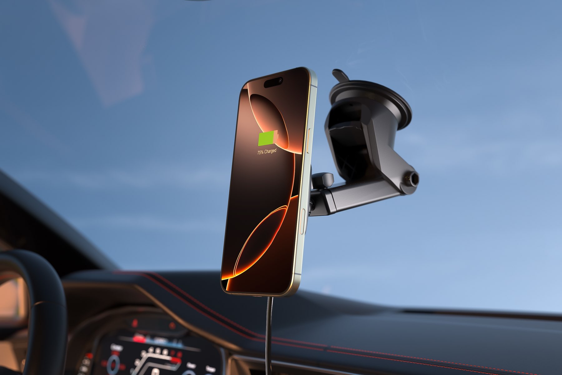 Car Wireless Charging Phone Holder - Scene Display