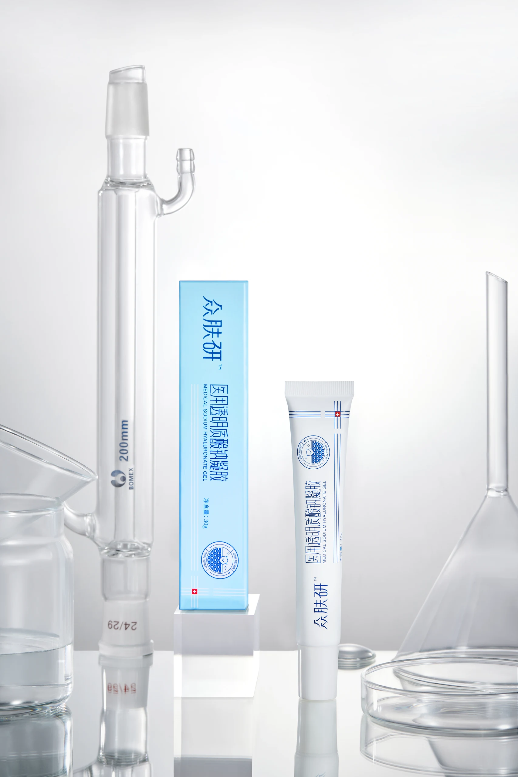 Blue and White Skincare Product Photography