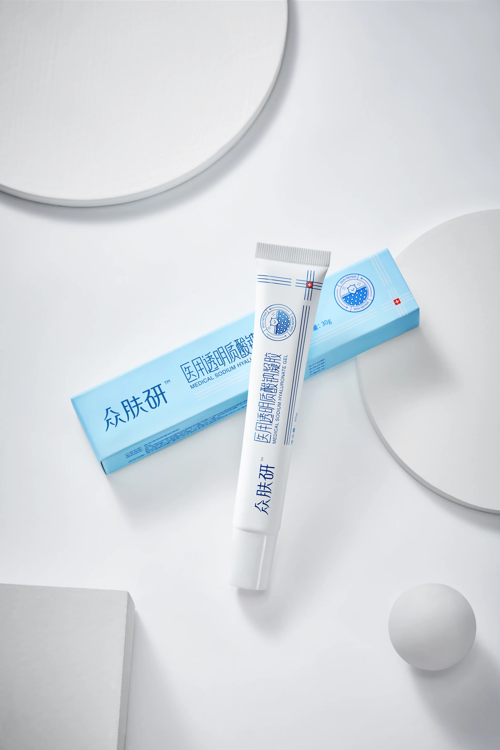 Blue and White Skincare Product Photography