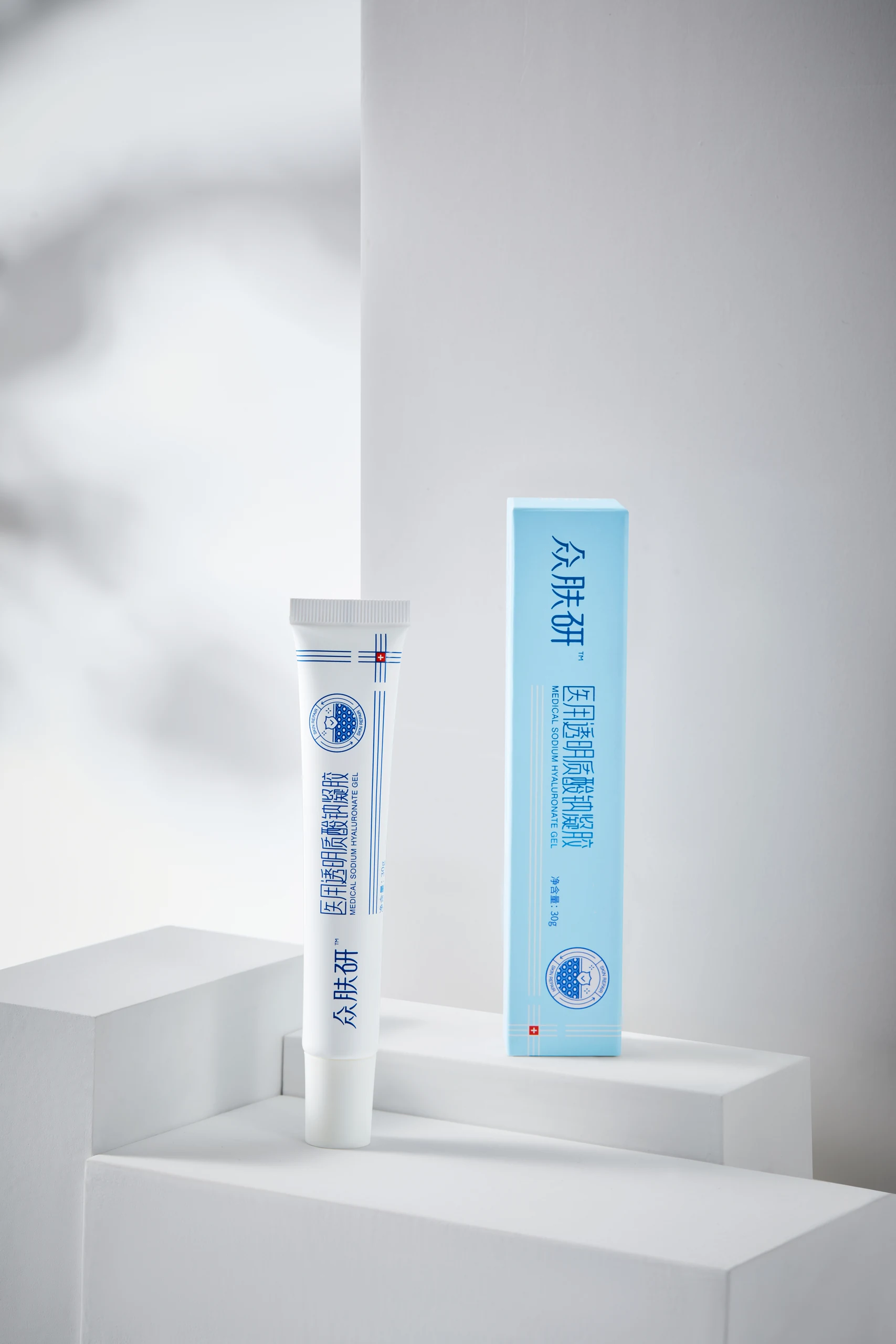 Blue and White Skincare Product Photography