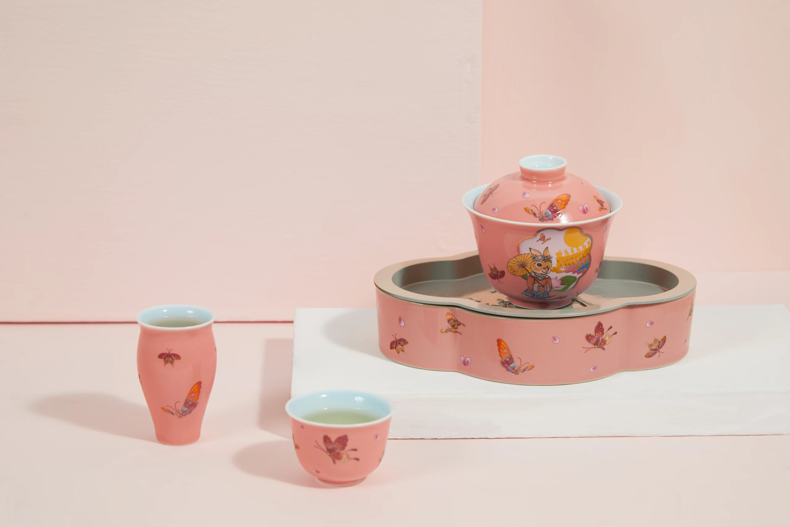 插画茶具与礼盒产品摄影