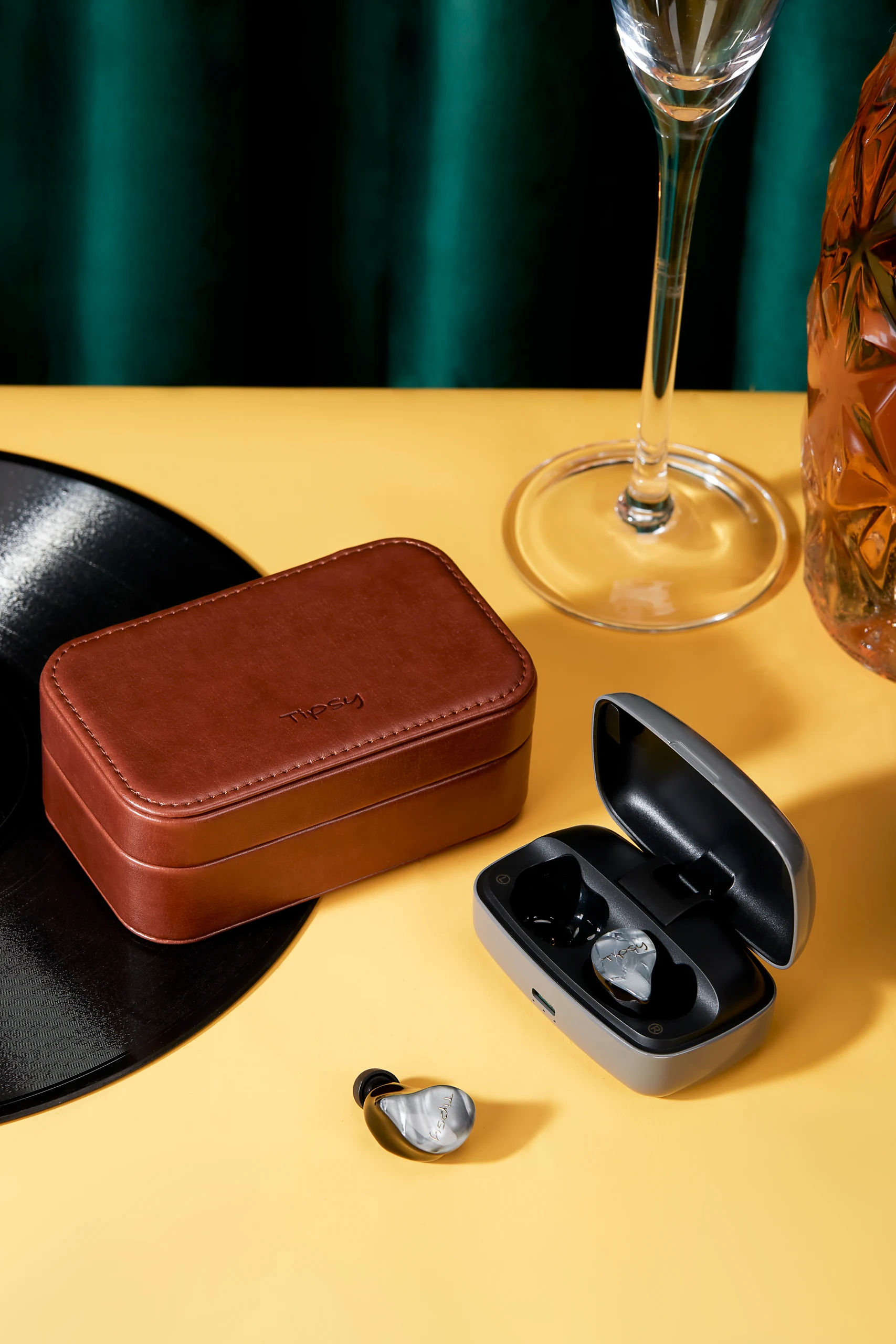 Wireless Earbuds in Colorful Still Life