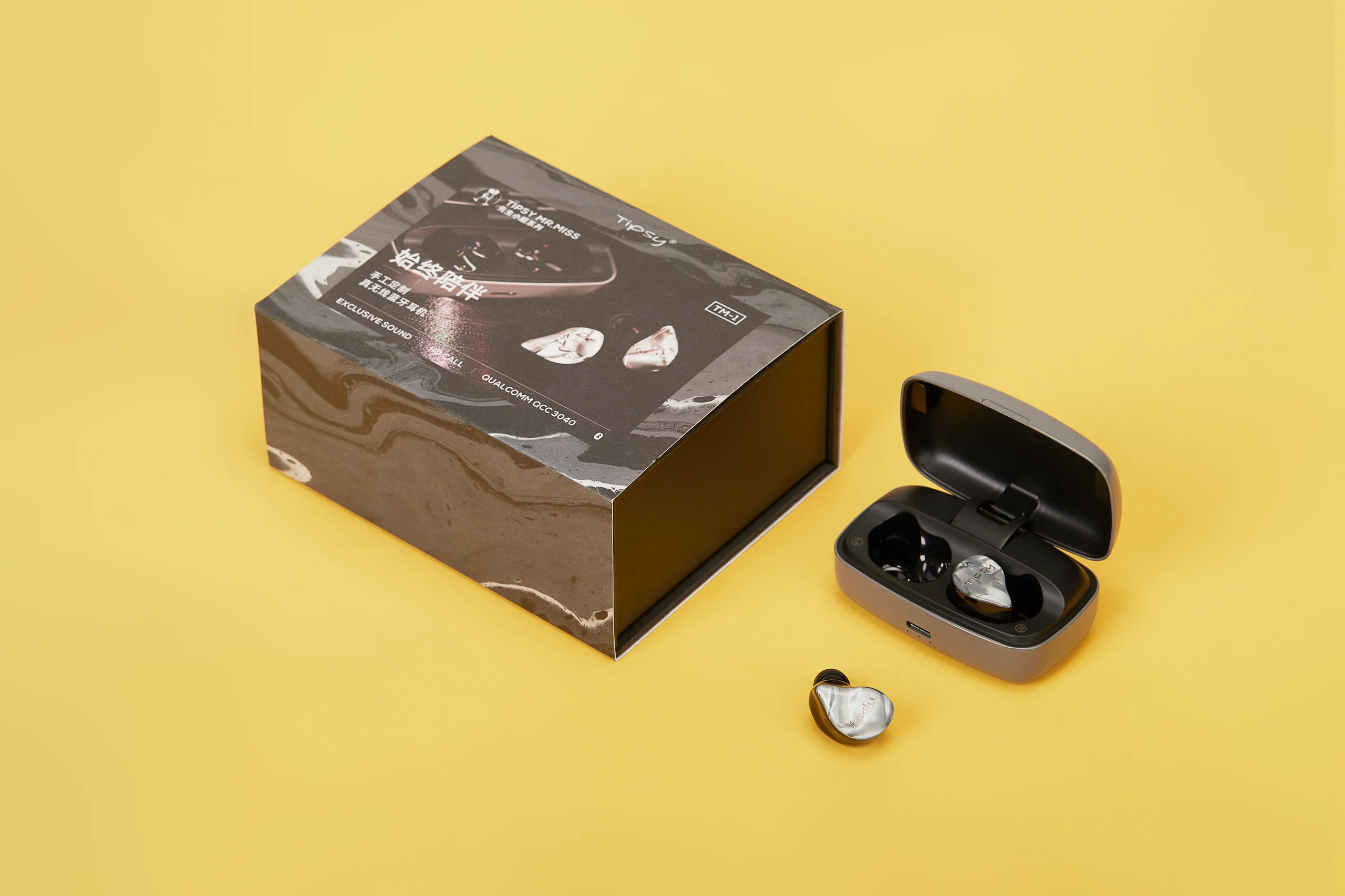 Wireless Earbuds in Colorful Still Life